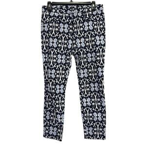 Gap Skinny Ankle Pants Blue Ikat Print Mid Rise Stretch Women’s 6R Boho